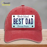 Best Dad Rhode Island State Novelty License Plate Hat Unconstructed Cotton / Red