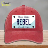 Rebel Rhode Island State Novelty License Plate Hat Unconstructed Cotton / Red