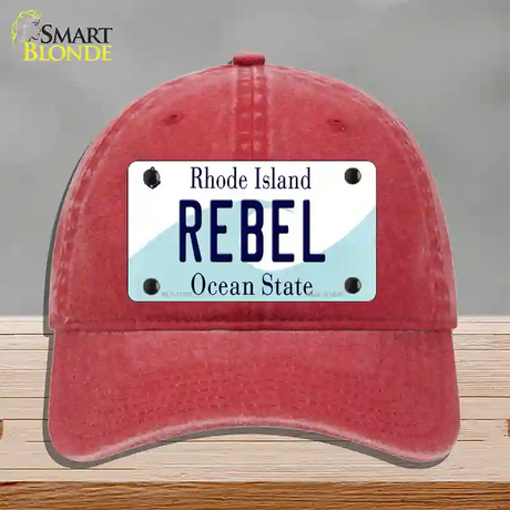 Rebel Rhode Island State Novelty License Plate Hat Unconstructed Cotton / Red