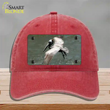 Pelican In Flight Novelty License Plate Hat Unconstructed Cotton / Red