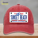 Sunset Beach North Carolina State Novelty License Plate Hat Unconstructed Cotton / Red