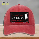 Alabama Dude Novelty License Plate Hat Unconstructed Cotton / Red