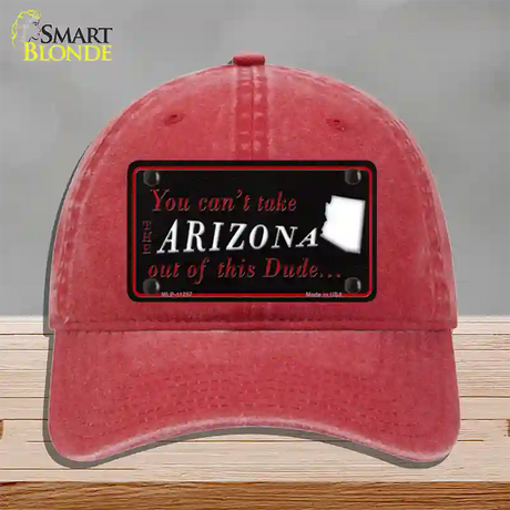 Arizona Dude Novelty License Plate Hat Unconstructed Cotton / Red