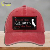 California Dude Novelty License Plate Hat Unconstructed Cotton / Red