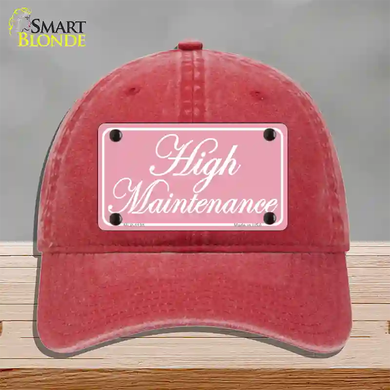 High Maintenance Novelty License Plate Hat Unconstructed Cotton / Red