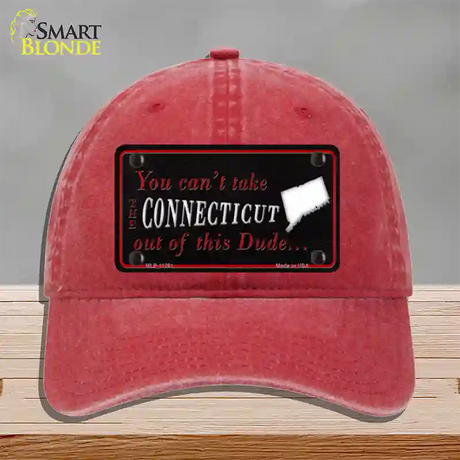 Connecticut Dude Novelty License Plate Hat Unconstructed Cotton / Red