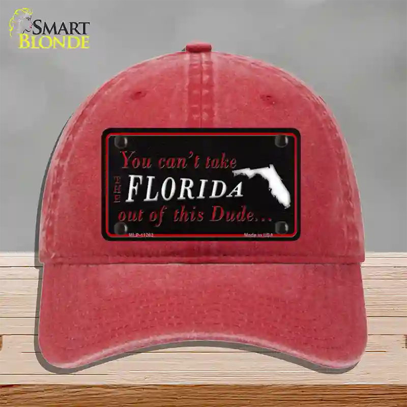 Florida Dude Novelty License Plate Hat Unconstructed Cotton / Red