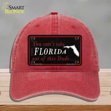 Florida Dude Novelty License Plate Hat Unconstructed Cotton / Red