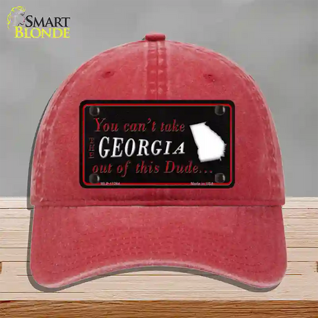 Georgia Dude Novelty License Plate Hat Unconstructed Cotton / Red