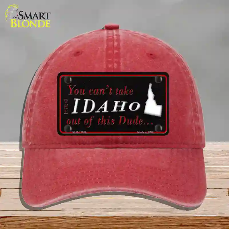 Idaho Dude Novelty License Plate Hat Unconstructed Cotton / Red