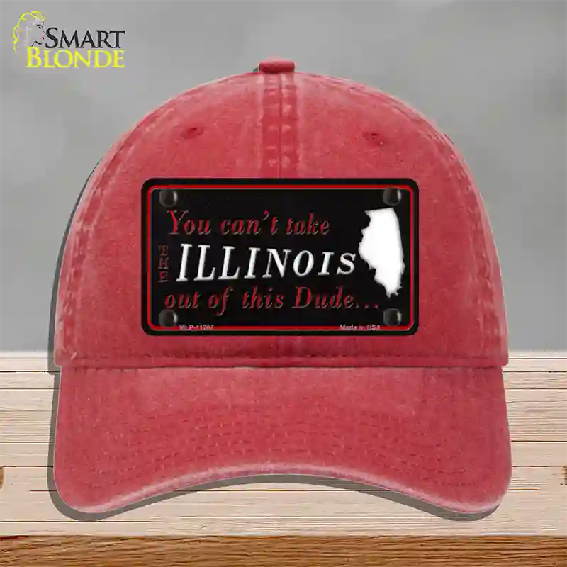 Illinois Dude Novelty License Plate Hat Unconstructed Cotton / Red