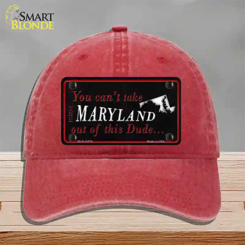 Maryland Dude Novelty License Plate Hat Unconstructed Cotton / Red