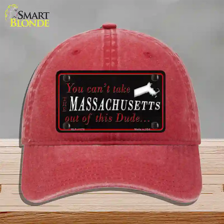 Massachusetts Dude Novelty License Plate Hat Unconstructed Cotton / Red