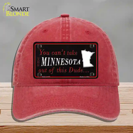 Minnesota Dude Novelty License Plate Hat Unconstructed Cotton / Red