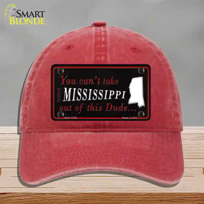 Mississippi Dude Novelty License Plate Hat Unconstructed Cotton / Red