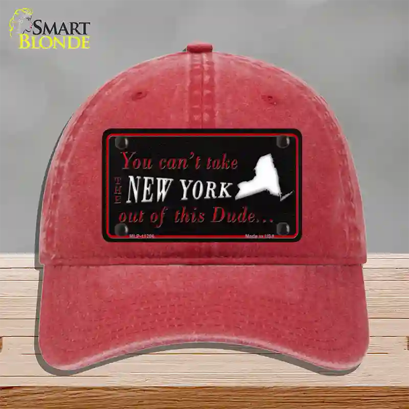 New York Dude Novelty License Plate Hat Unconstructed Cotton / Red