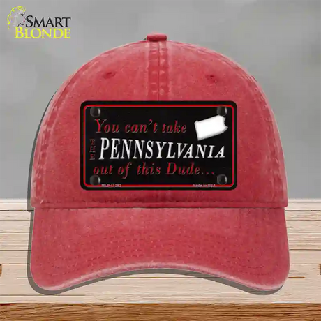 Pennsylvania Dude Novelty License Plate Hat Unconstructed Cotton / Red