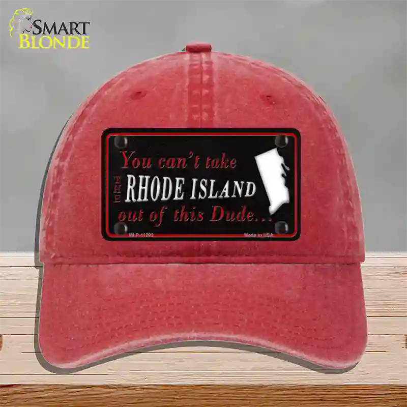 Rhode Island Dude Novelty License Plate Hat Unconstructed Cotton / Red