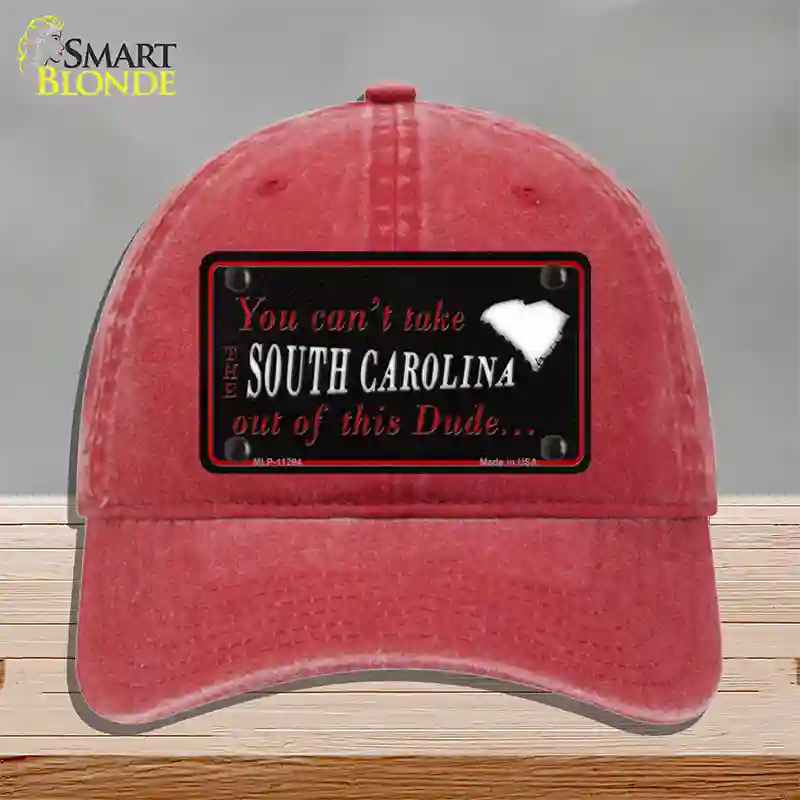 South Carolina Dude Novelty License Plate Hat Unconstructed Cotton / Red