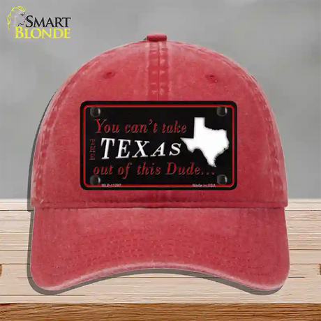 Texas Dude Novelty License Plate Hat Unconstructed Cotton / Red