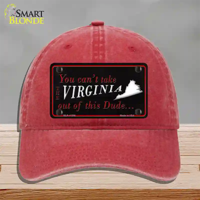 Virginia Dude Novelty License Plate Hat Unconstructed Cotton / Red