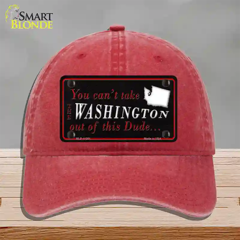 Washington Dude Novelty License Plate Hat Unconstructed Cotton / Red