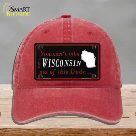 Wisconsin Dude Novelty License Plate Hat Unconstructed Cotton / Red