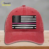 Thin Pink Line Novelty License Plate Hat Unconstructed Cotton / Red