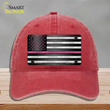 Thin Pink Line With Pink Stars Novelty License Plate Hat Unconstructed Cotton / Red