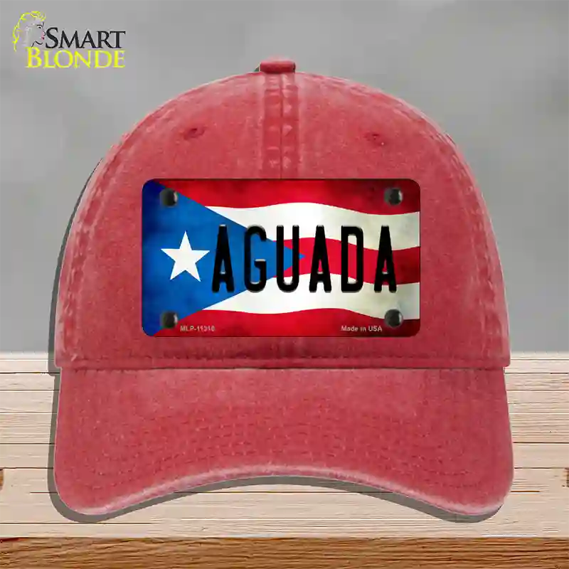 Aguada Puerto Rico Flag Novelty License Plate Hat Unconstructed Cotton / Red