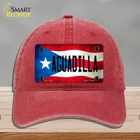 Aguadilla Puerto Rico Flag Novelty License Plate Hat Unconstructed Cotton / Red