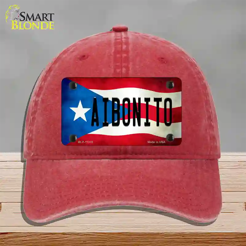 Aibonito Puerto Rico Flag Novelty License Plate Hat Unconstructed Cotton / Red