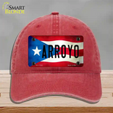 Arroyo Puerto Rico Flag Novelty License Plate Hat Unconstructed Cotton / Red