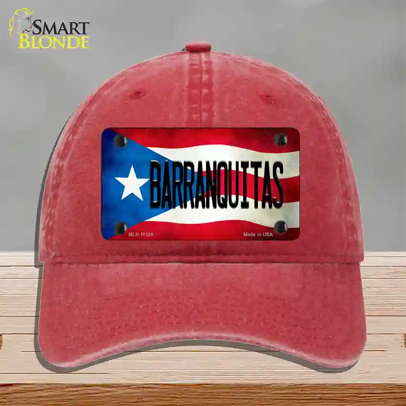 Barranquitas Puerto Rico Flag Novelty License Plate Hat Unconstructed Cotton / Red