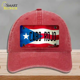 Cabo Rojo Puerto Rico Flag Novelty License Plate Hat Unconstructed Cotton / Red