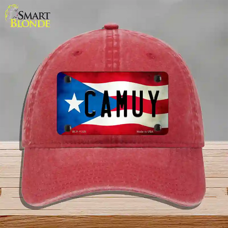 Camuy Puerto Rico Flag Novelty License Plate Hat Unconstructed Cotton / Red