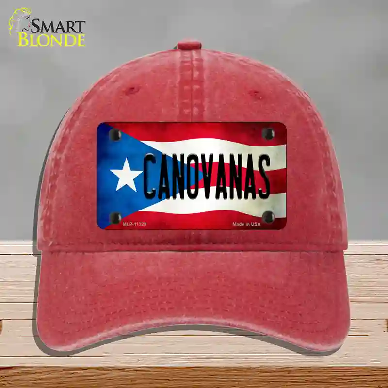 Canovanas Puerto Rico Flag Novelty License Plate Hat Unconstructed Cotton / Red