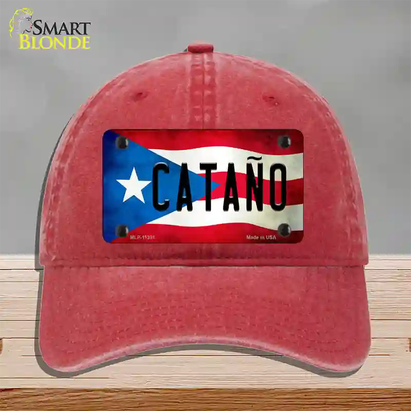 Catano Puerto Rico Flag Novelty License Plate Hat Unconstructed Cotton / Red