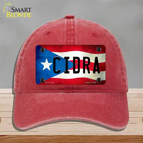 Cidra Puerto Rico Flag Novelty License Plate Hat Unconstructed Cotton / Red