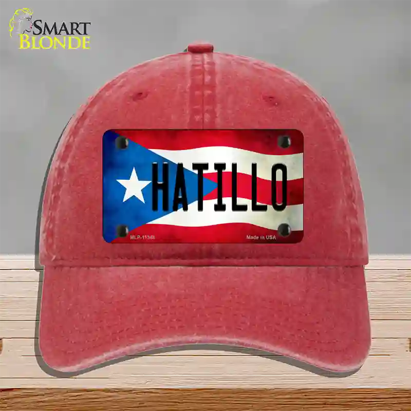 Hatillo Puerto Rico Flag Novelty License Plate Hat Unconstructed Cotton / Red