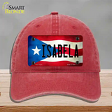 Isabela Puerto Rico Flag Novelty License Plate Hat Unconstructed Cotton / Red