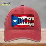 Jayuya Puerto Rico Flag Novelty License Plate Hat Unconstructed Cotton / Red