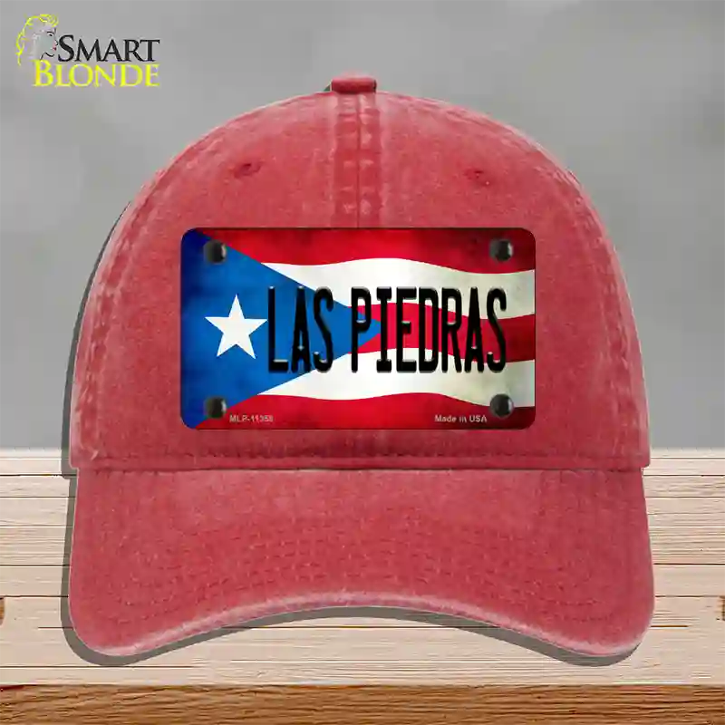 Las Piedras Puerto Rico Flag Novelty License Plate Hat Unconstructed Cotton / Red