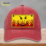 Smiley Flame Novelty License Plate Hat Unconstructed Cotton / Red