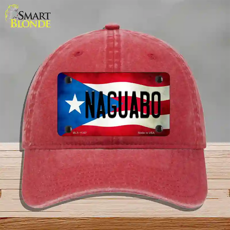 Naguabo Puerto Rico Flag Novelty License Plate Hat Unconstructed Cotton / Red