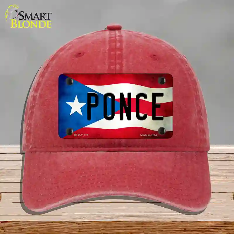 Ponce Puerto Rico Flag Novelty License Plate Hat Unconstructed Cotton / Red