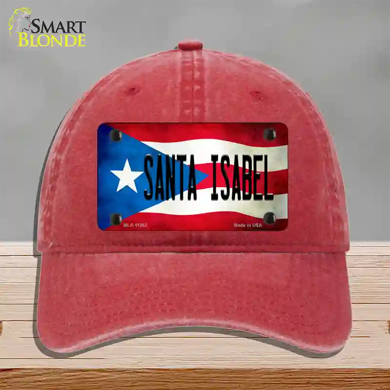 Santa Isabel Puerto Rico Flag Novelty License Plate Hat Unconstructed Cotton / Red