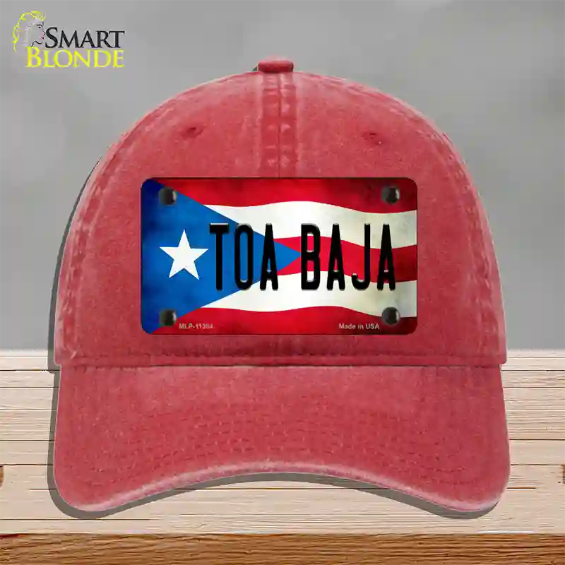 Toa Baja Puerto Rico Flag Novelty License Plate Hat Unconstructed Cotton / Red