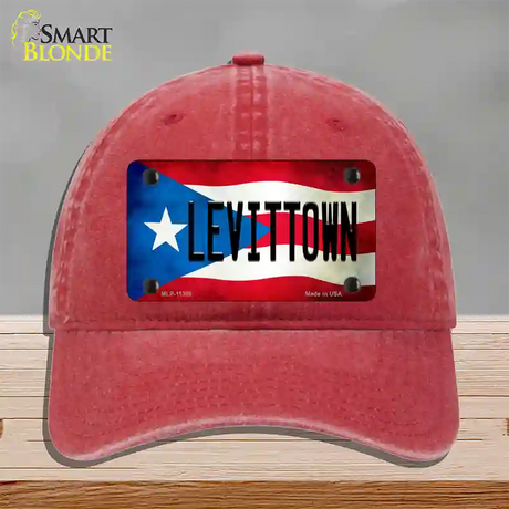 Levittown Puerto Rico Flag Novelty License Plate Hat Unconstructed Cotton / Red