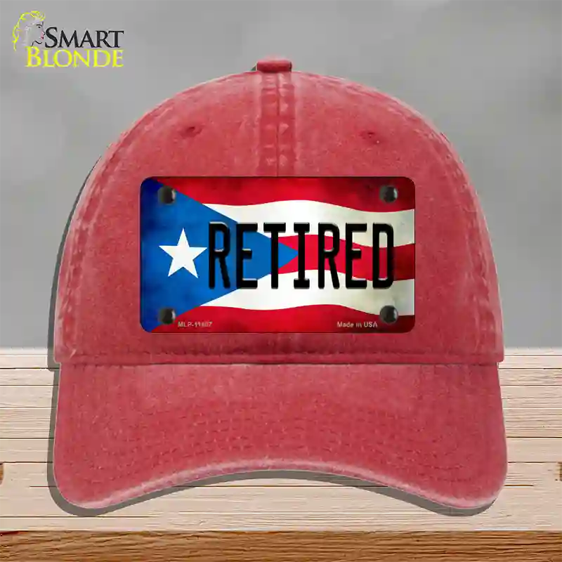 Retired Puerto Rico Flag Novelty License Plate Hat Unconstructed Cotton / Red